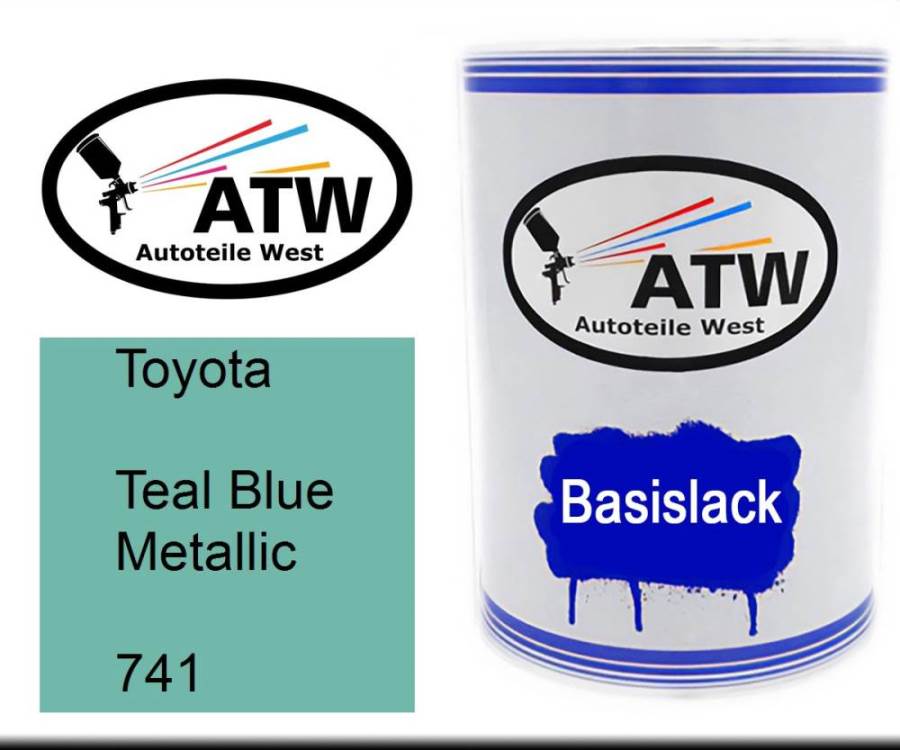 Toyota, Teal Blue Metallic, 741: 500ml Lackdose, von ATW Autoteile West.